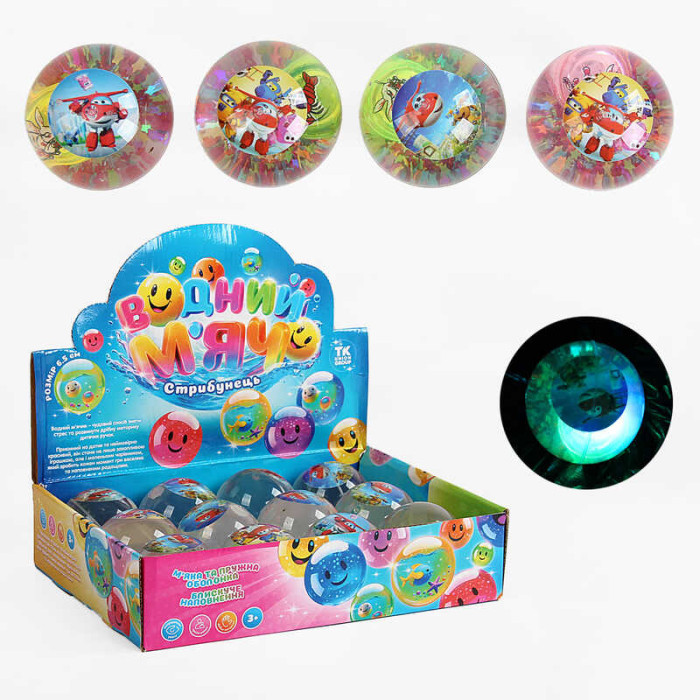 Мяч прыгун C 65466 TK Group ЦЕНА ЗА 12 ШТУК В БЛОКЕ “Герой” блестки подсветка TK Group