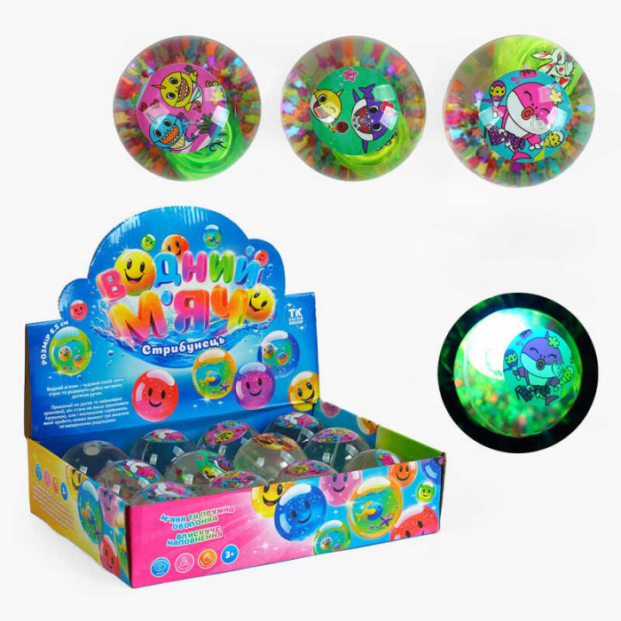 Мяч прыгун С 65464 TK Group ЦЕНА ЗА 12 ШТУК В БЛОКЕ “Животное” блестки подсветка TK Group