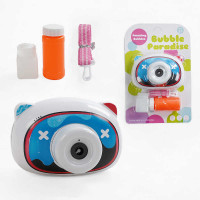 Камера с мыльными пузырями 3939-91 A на батарейках подсветка звуковые эффекты бутылочка с жидкостью для пузырей ремешок с карабином на листе