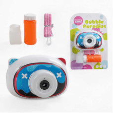 Камера з мильними бульбашками 3939-91 A на батарейках підсвічування звукові ефекти пляшечка з рідиною для бульбашок ремінець з карабіном на листі