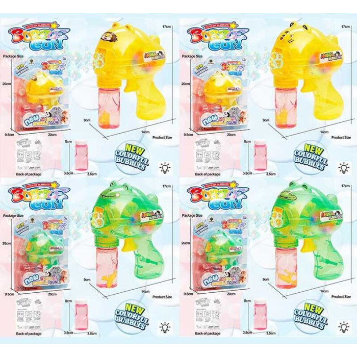 Пістолет з мильними бульбашками JNH 823 824 4 види механічний підсвічування пляшечка з розчином на листі ВИДАЄТЬСЯ ТІЛЬКИ МІКС ВИДІВ