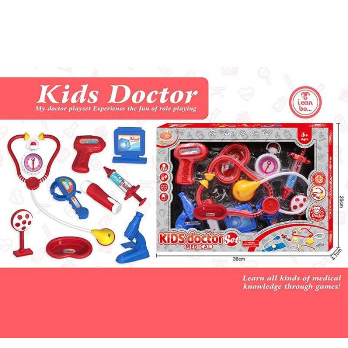 Набір лікаря KJ 1922 A-1 (стетоскоп термометр шприц мікроскоп інструменти) в коробці дитяча гра