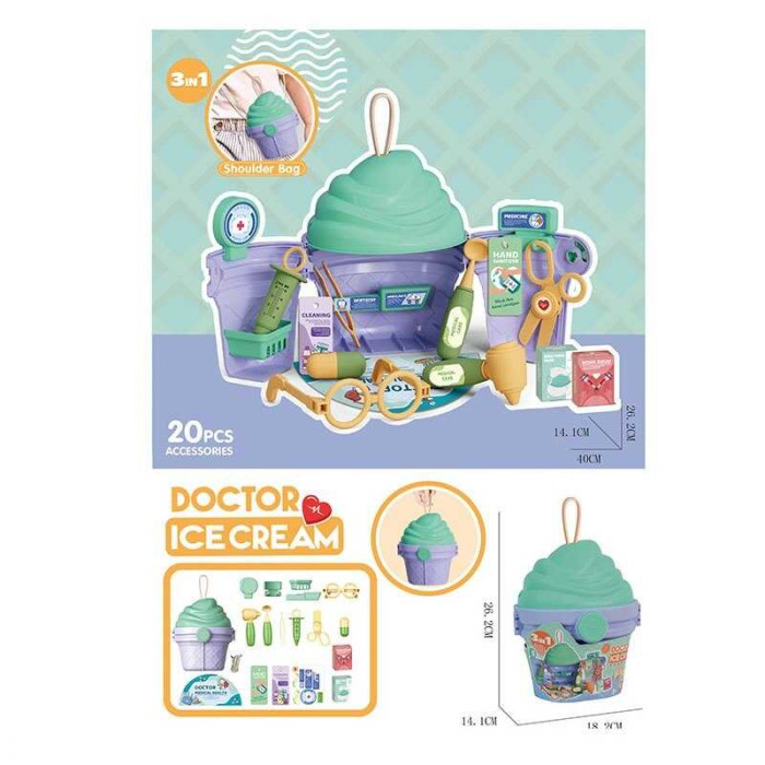 Набір лікаря 688-201 A 3 в 1 20 предметів стетоскоп ножиці термометр аксесуари в боксі