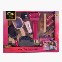 Дитячий набір перукаря PlayfulBeauty 626016 - 12 аксесуарів фен 2 насадки бігуді заколки гребінець щітка люстерко коробка