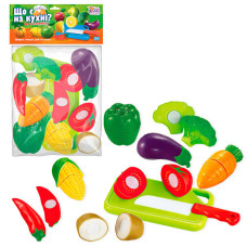 Овочі на липучках “Що є на кухні?” 65262 4FUN Game Club 10 елементів обробна дошка ніж у пакеті 4FUN Game Club