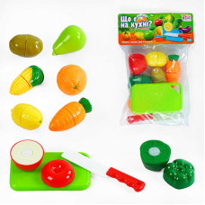 Продукти на липучках “Що є на кухні?” 65280 4FUN Game Club 10 елементів обробна дошка ніж у пакеті 4FUN Game Club