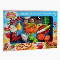 Набір продуктів “Кулінарна фантазія” 10280 WToys 24 елементи овочі та фрукти на липучках дошка для нарізання ніж