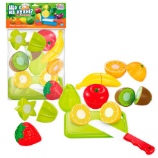 Фрукти на липучках “Що є на кухні?” 65260 4FUN Game Club 10 елементів обробна дошка ніж у пакеті 4FUN Game Club