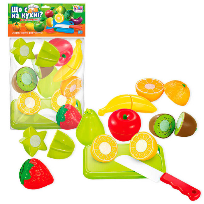 Фрукты на липучках "Что есть на кухне?" 65260 4FUN Game Club 10 элементов разделочная доска чем в пакете 4FUN Game Club