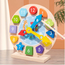 Годинник деревяний сортер цифри фігурки магнітна гра підставка в коробці