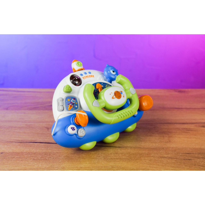 Детський Кермо Космічна подорож WToys 48140 Озвучення українською мовою 5 казок 10 загадок 10 пісень звуки підсвічування брязкальце дзеркальце WToys
