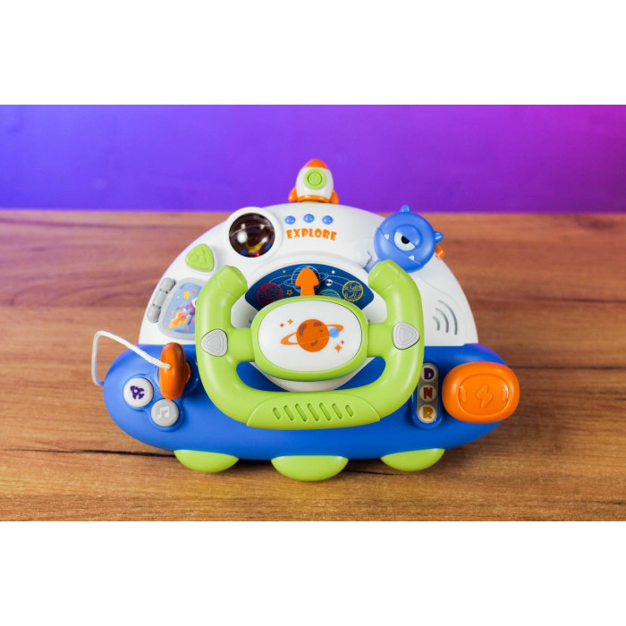 Детський Кермо Космічна подорож WToys 48140 Озвучення українською мовою 5 казок 10 загадок 10 пісень звуки підсвічування брязкальце дзеркальце WToys