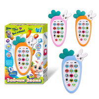 Телефон Зайчик Звоня 80650 WToys 3 кольори ОЗВУЧУВАННЯ УКРАЇНСЬКОЮ МОВОЮ підсвічування казки пісні скоромовки вірші WToys