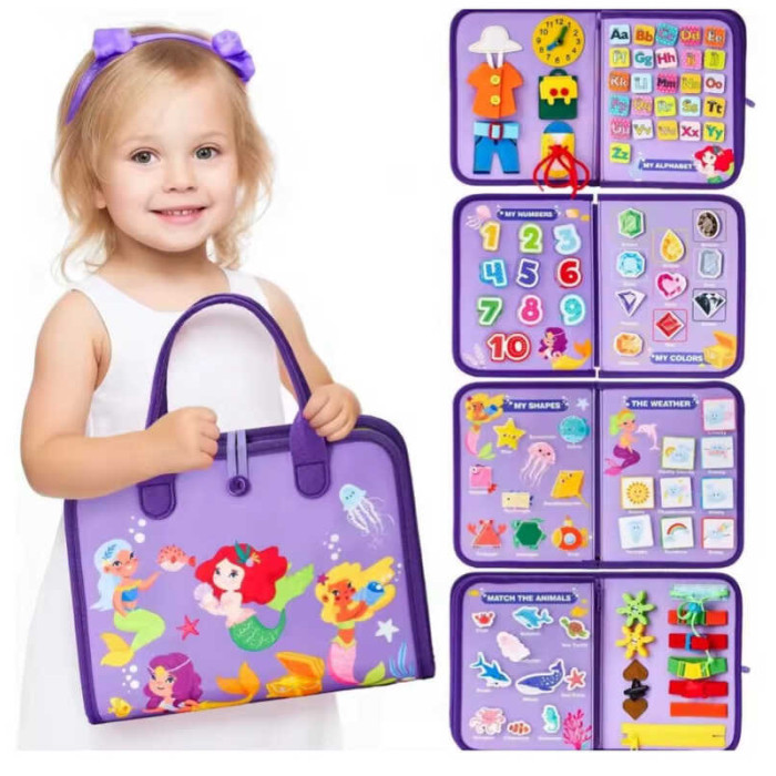 Логічна папка C 73099 фетрова елементи на липучках застібки годинник англ абетка цифри форми морські жителі погода в пакеті