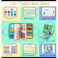 Логічна папка C 70899 7в1 фетрова елементи на липучках англ абетка форми кольори цифри дошка пиши-стирай 2 маркери в пакеті (детська гра)