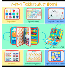 Логічна папка C 70899 7в1 фетрова елементи на липучках англ абетка форми кольори цифри дошка пиши-стирай 2 маркери в пакеті (детська гра)