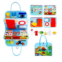 Логическая папка C 73102 фетровая элементы на липучках застежки часы дни недели продукты овощи фрукты в пакете