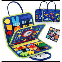 Дитяча логічна папка з фетру і пазлами C 70902 часові позначення рухомі шестерні ремінці липучки пряжки в пакеті