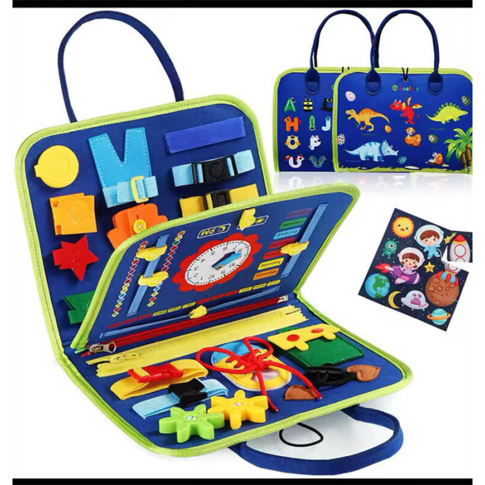 Дитяча логічна папка з фетру і пазлами C 70902 часові позначення рухомі шестерні ремінці липучки пряжки в пакеті