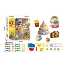 Тісто для ліплення 9030 тісто у 4х кольорах тарілочка ніж фігурні форми в коробці