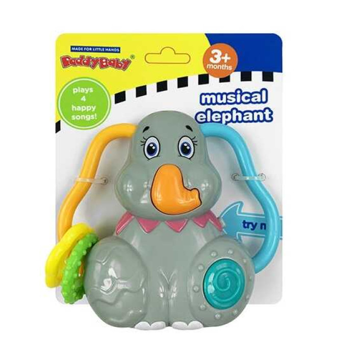 Музичне брязкальце 0889 “Слоник” на батарейках підсвічування мелодії прорізувачі звуки на листі