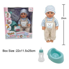 Пупс YL 2425 A-L п'є з пляшечки ходить на горщик заплющує очі аксесуари висота 25 см Yala baby