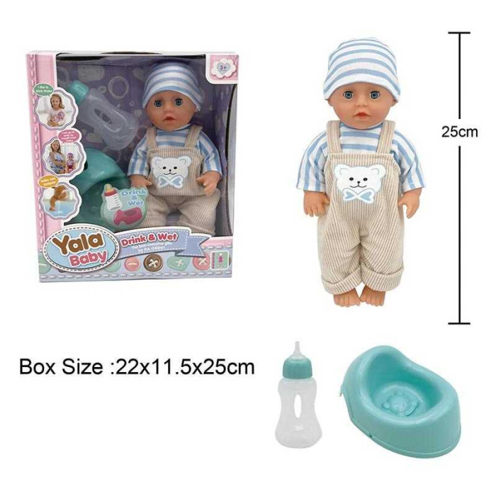 Пупс YL 2425 A-L п'є з пляшечки ходить на горщик заплющує очі аксесуари висота 25 см Yala baby