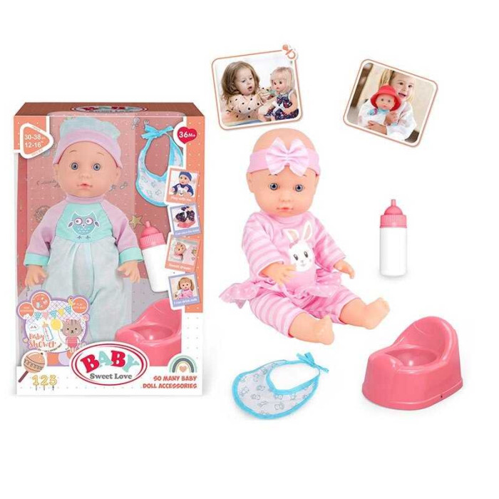 Пупс 7933 D 4 висота 30 см пє ходить в туалет з горщиком та пляшечкою в коробці - дитяча іграшка