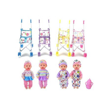 Пупс C 1107 B 4 види складний візок знімний одяг пляшечка висота 27 см ВИДАЄТЬСЯ ТІЛЬКИ МІКС ВИДІВ