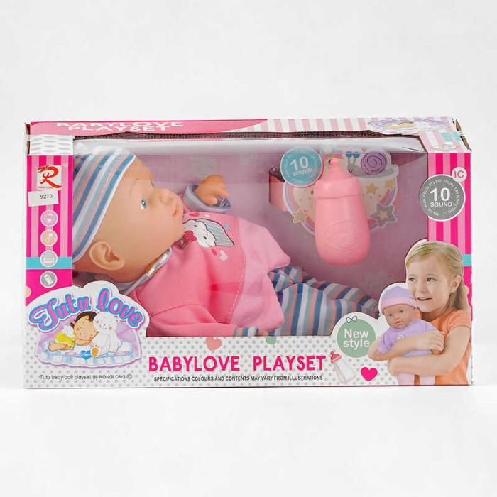 Пупс мякотілий зі звуковими ефектами та аксесуаром 30см у коробці 9270