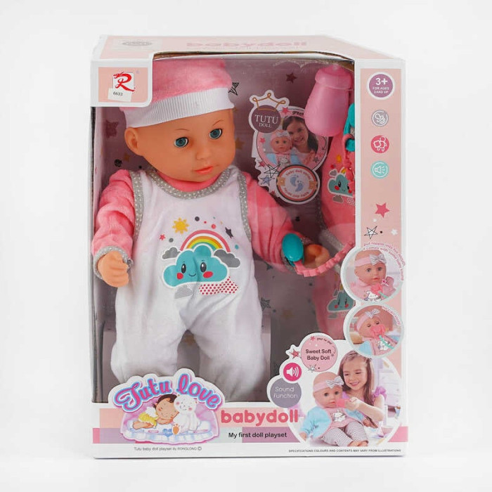 Пупс 6633 Tutu Doll характерные для малышей звуки аксессуары мягкое тело в коробке