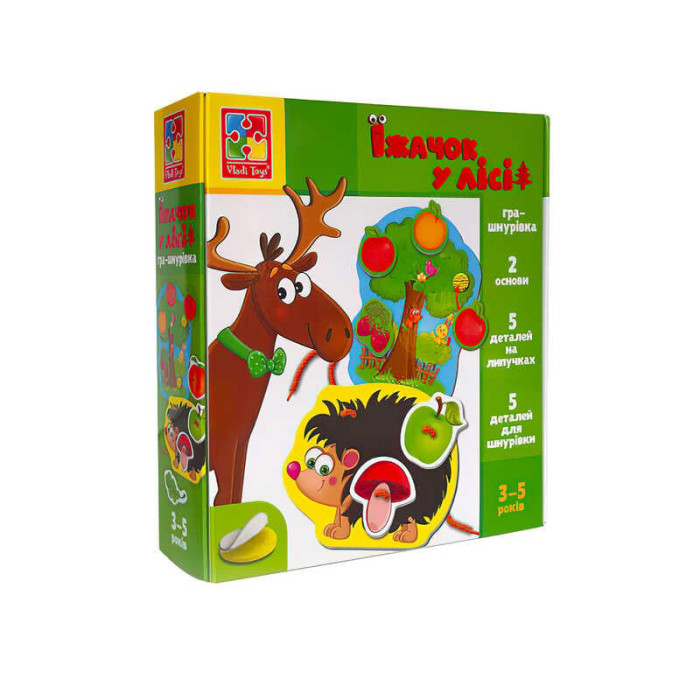 Гра з липучками Їжачок у лісі VT1804-45 укр Vladi Toys гра-шнурівка 2 ігрові панелі 10 елементів Vladi Toys