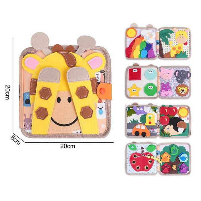 М'яка книжка-бізіборд 25006 фетровий вивчення форм кольорів тварин пальчикові ігри на липучках в пакеті