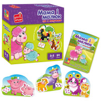 Розвиваюча гра з липучками Мама і малюк - VT 2100-14 укр Vladi Toys поля для гри картонні деталі липучки Vladi Toys