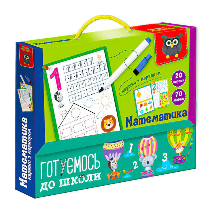 Картки з маркером Готуємось до школи: Математика VT5010-22 Vladi Toys в коробці Розвиваюча навчальна гра для дітей Vladi Toys
