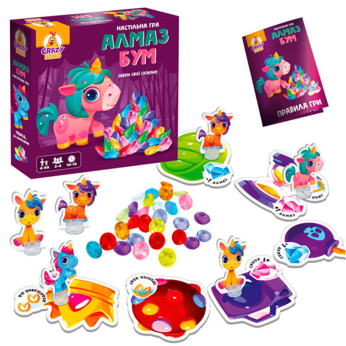 Гра настільна маршрутна для дітей Алмаз бум єдиноріжки VT 8055-31 Vladi Toys