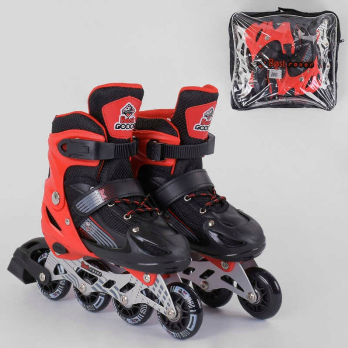 Ролики 40082-S Best Roller размер 30-33 цвет - КРАСНЫЕ колеса PVC ПЕРЕДНЕЕ КОЛЕСО СВЕТ стелька – 17-195 см d колес - 65 см в сумке Best Roller