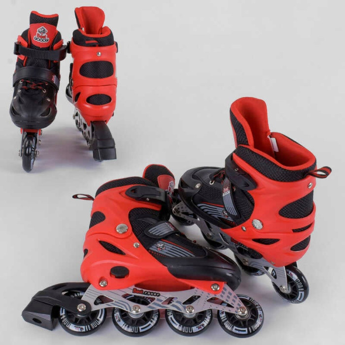 Ролики 40082-S Best Roller размер 30-33 цвет - КРАСНЫЕ колеса PVC ПЕРЕДНЕЕ КОЛЕСО СВЕТ стелька – 17-195 см d колес - 65 см в сумке Best Roller