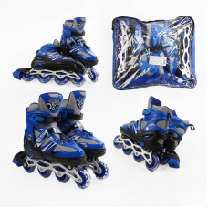 Ролики 93824-L розмір 39-43 колір – СИНІЙ колеса PVC устілка 25-27 см ПЕРЕДНЄ КОЛЕСО СВІТЛО d – 65 см в сумці Best Roller