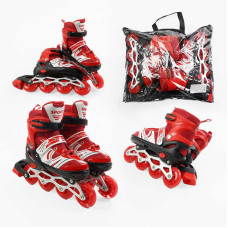 Ролики 63950-L розмір 39-43 колір – ЧЕРВОНИЙ колеса PU устілка 24-27 см ПЕРЕДНЄ КОЛЕСО СВІТЛО d – 65 см в сумці Best Roller