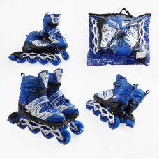 Ролики 69701-L розмір 39-43 колір – СИНІЙ колеса PU устілка 24-27 см ПЕРЕДНЄ КОЛЕСО СВІТЛО d – 65 см в сумці Best Roller