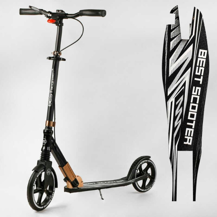 Самокат алюминиевый Best Scooter 14268 колеса PU ФАРА зажим руля d передних колес - 230мм d задних колес 200мм 1 амортизатор передний Best Scooter
