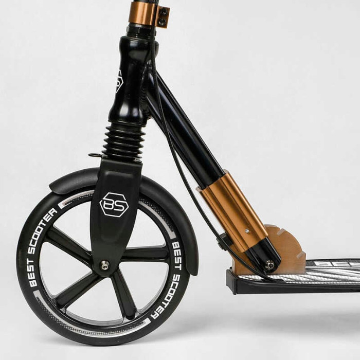 Самокат алюминиевый Best Scooter 14268 колеса PU ФАРА зажим руля d передних колес - 230мм d задних колес 200мм 1 амортизатор передний Best Scooter