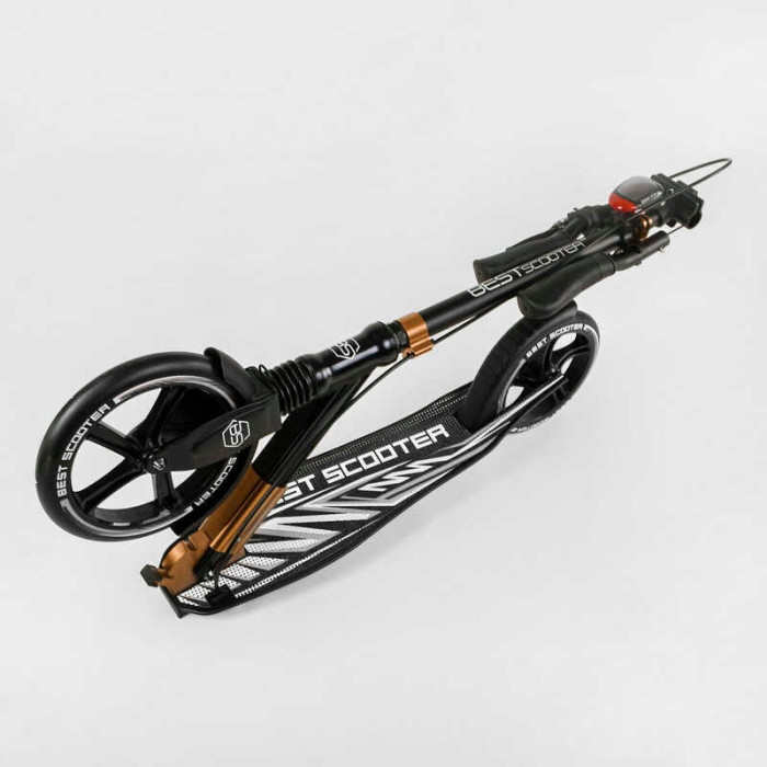 Самокат алюминиевый Best Scooter 14268 колеса PU ФАРА зажим руля d передних колес - 230мм d задних колес 200мм 1 амортизатор передний Best Scooter