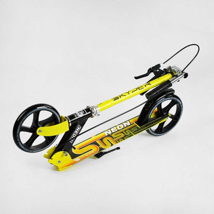 Самокат двухколесный Skyper Neon N-81483 стальная рама ручной тормоз колеса PU диаметр 200мм грипсы резиновые Skyper