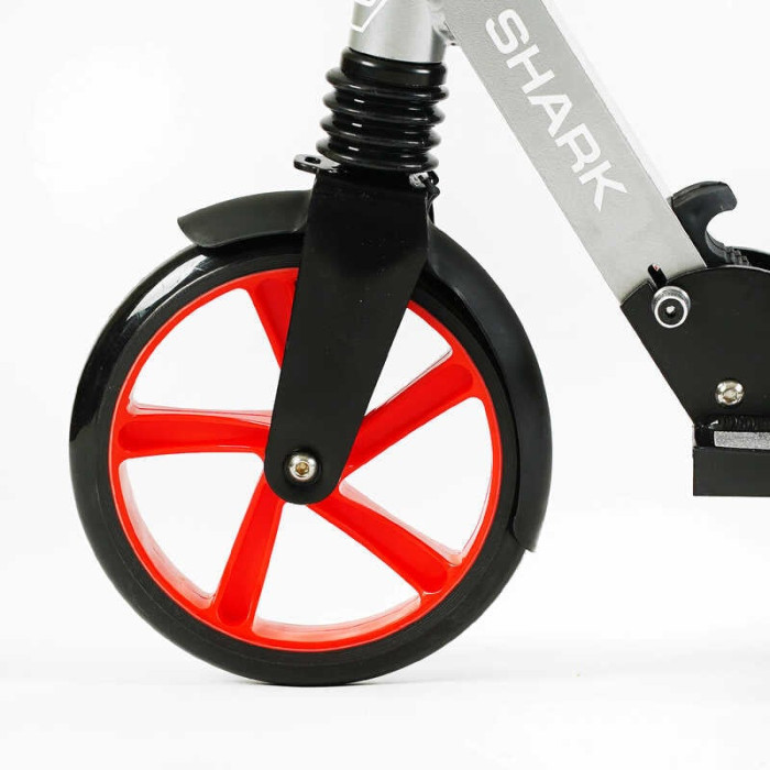 Самокат двухколесный Best Scooter SH-25048 SHARK с ручным тормозом зажим руля колеса PU - 20 см 1 амортизатор Best Scooter