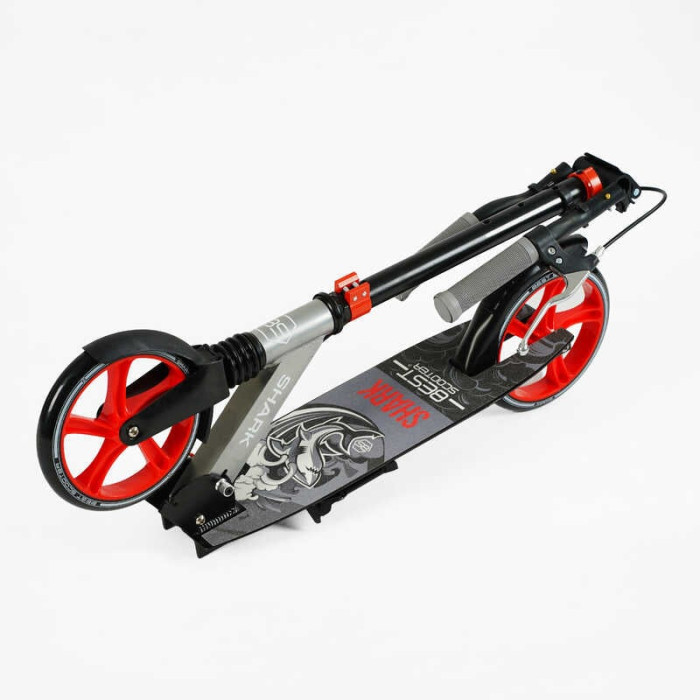 Самокат двухколесный Best Scooter SH-25048 SHARK с ручным тормозом зажим руля колеса PU - 20 см 1 амортизатор Best Scooter