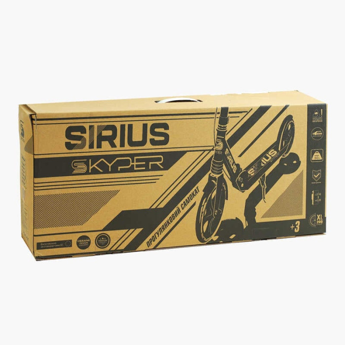 Самокат двухколесный Skyper S - 86735 Sirius черно-красный колеса PU 200 мм 1 аммортизатор ручной тормоз Skyper