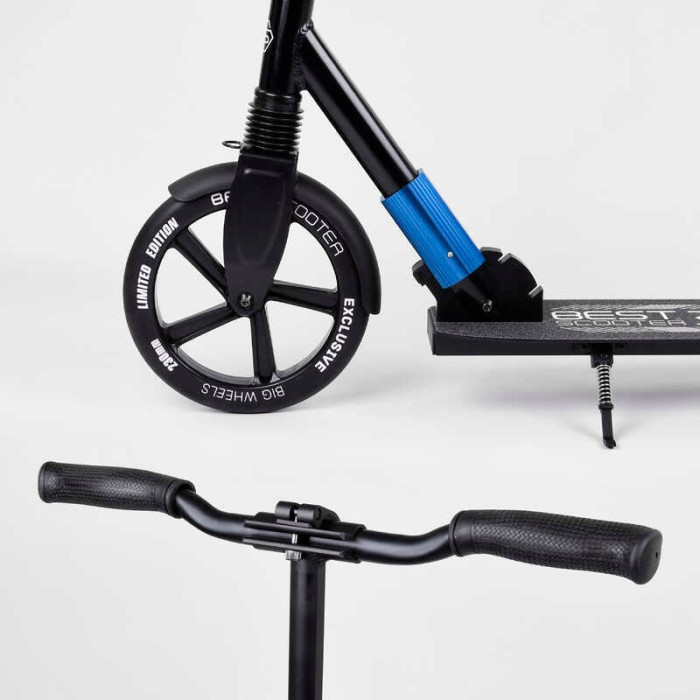 Самокат алюминиевый Best Scooter 75186 колеса PU d переднего колеса – 230мм d заднего колеса – 215мм 1 амортизатор передний Best Scooter