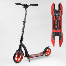 Самокат двухколесный Best Scooter 40860 колеса PU - переднее 23 см заднее - 20 см 1 амортизатор широкий руль зажим руля Best Scooter
